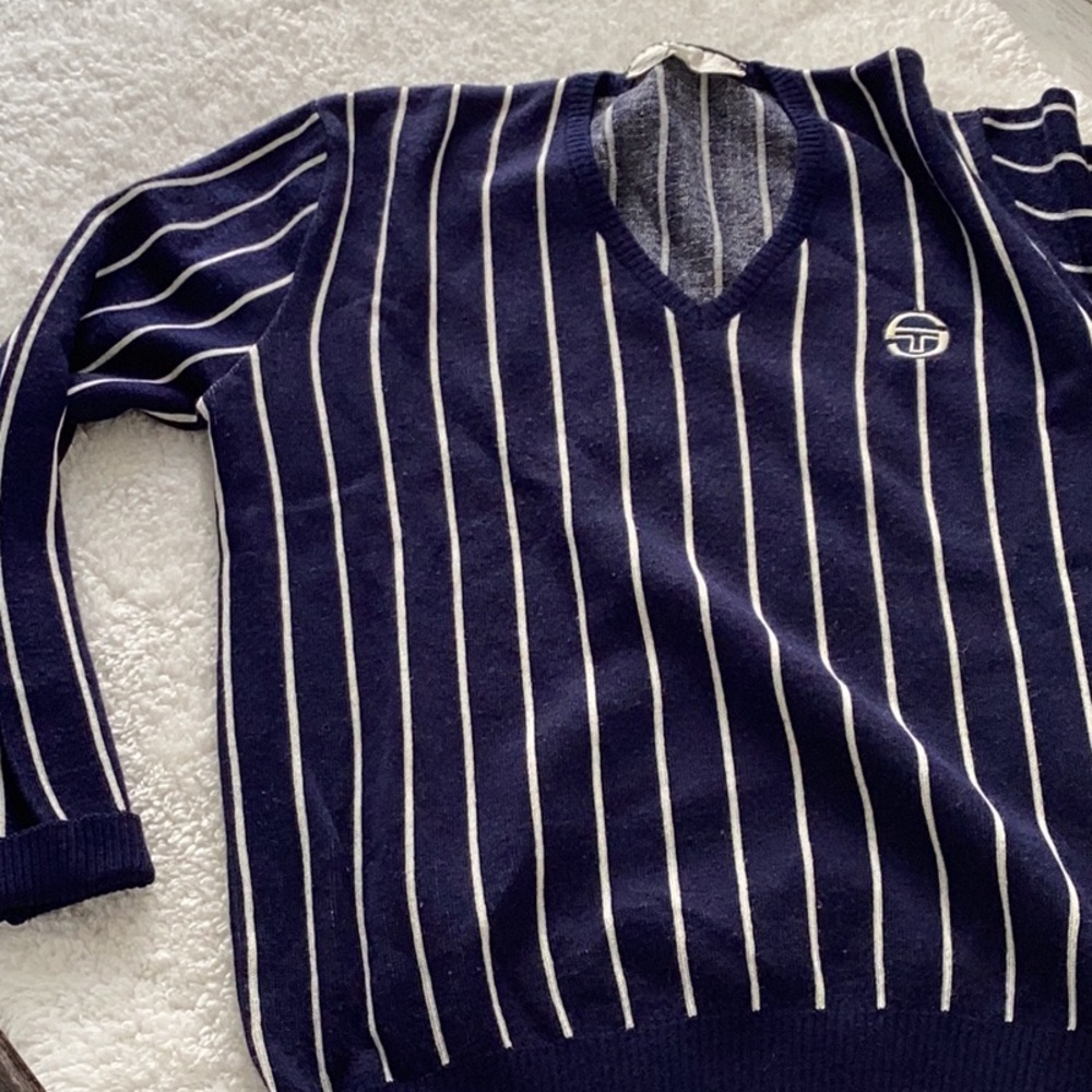 Navy Blue Striped Sweater